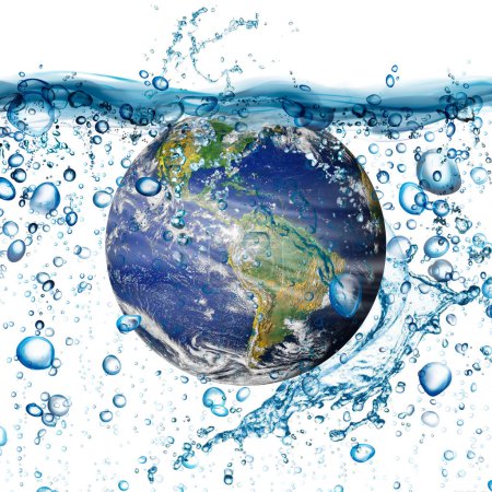 Téléchargez les photos : Concept de rareté de l'eau sur terre isolé sur fond blanc. Manque d'eau sur le monde. Journée de la Terre ou concept de Journée mondiale de l'eau. Éléments de cette image fournis par la NASA. - en image libre de droit