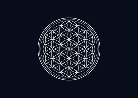 Téléchargez les photos : Flower of life symbol isolated on black background. Sacred geometry symbol concept HD wallpaper. - en image libre de droit