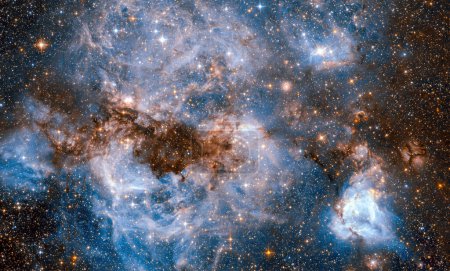 Photo for Stellar nursery within the Large Magellanic Cloud. Hubble Space Telescope snaps satellite galaxy bursting with star formation. Milky Ways satellite galaxies. Elements of this image furnished by NASA - Royalty Free Image
