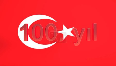 Photo for Turkish Flag for 100th anniversary celebrations of Turkey's national holiday. - Royalty Free Image