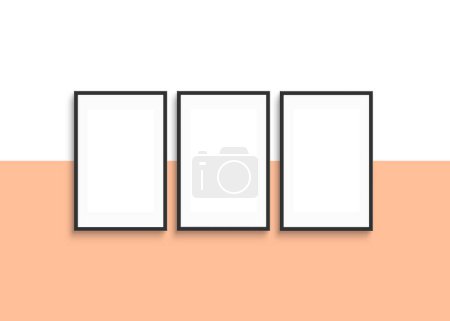 Photo for Three frames mockup design on peach fuzz color background. Gallery wall mock up design. - Royalty Free Image