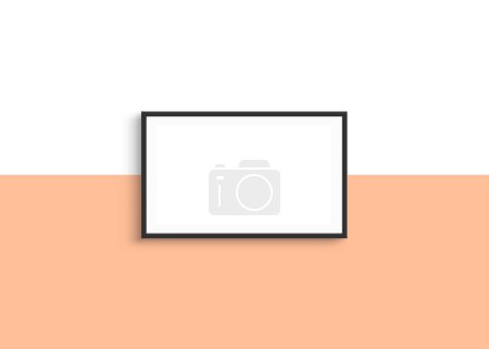 Photo for Horizontal frame mockup design on peach fuzz color background. - Royalty Free Image