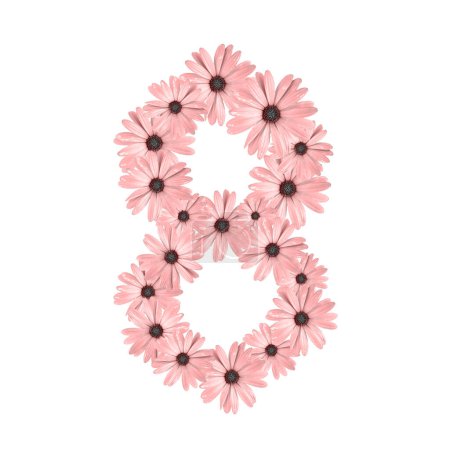 Photo for Infinity symbol with daisies isolated on white background. 8 March International Womens Day concept design with daisy flowers. - Royalty Free Image