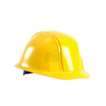 Téléchargez les photos : Chapeau dur jaune isolé sur fond blanc, rendu 3d. Découpe de casque jaune pour le concept de la fête du Travail. - en image libre de droit