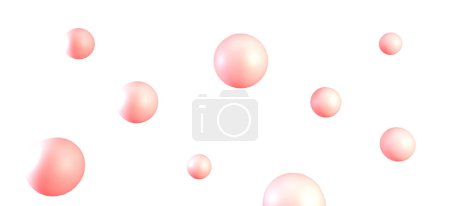 Foto de 3d burbujas rosadas o bolas aisladas sobre fondo blanco. Bolas rosadas cortadas. Diseño de banner de renderizado 3d surrealista abstracto. - Imagen libre de derechos