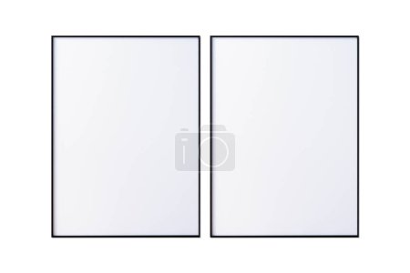Photo for 2 Frame mock up isolated on white background, 3d render. - Royalty Free Image