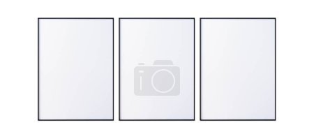 Photo for 3 Frame mock up isolated on white background, 3d render. - Royalty Free Image