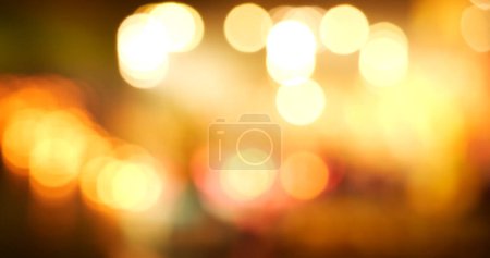 Photo for Colorful Bokeh abstract blurred background music festival stage show performance party. Vibrant bokeh background spark animate motion. Backdrop display with twinkling night life shape blinking light - Royalty Free Image
