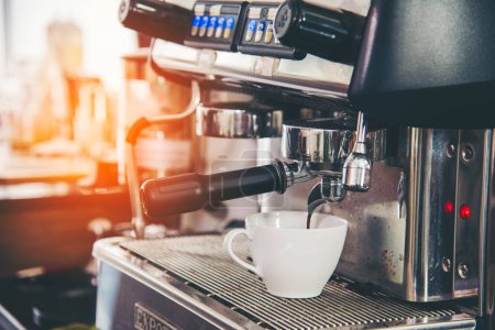 Black cup fresh coffee machine espresso barista beverage appliance froth bar cappuccino professional automatic equipment. Coffee aromatic drinking appliance freshness coffee machine home kitchen