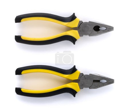 Photo for Used combination pliers isolated on white background, front and back view - Royalty Free Image