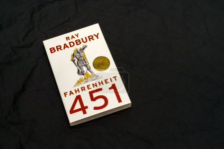 Photo for Fahrenheit 451 by Ray Bradbury, on dark surface. Lahti, Finland. June 18, 2023. - Royalty Free Image