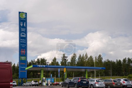 Photo for Gas station in Neste matkakeidas Hollola, Finland. July 30, 2023. - Royalty Free Image