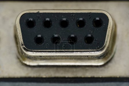Photo for Female 9-pin serial port, macro close up - Royalty Free Image