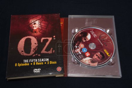 Photo for OZ TV Show, Fifth season DVD on dark surface. Lahti, Finland. December 30, 2023. - Royalty Free Image