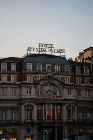 Photo for Luxury Hotel Avenida Palace, early morning in Lisbon, Portugal. February 1, 2024. - Royalty Free Image