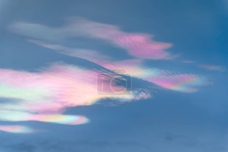 Photo for Iridescent clouds (Rainbow clouds) close up in the evening - Royalty Free Image