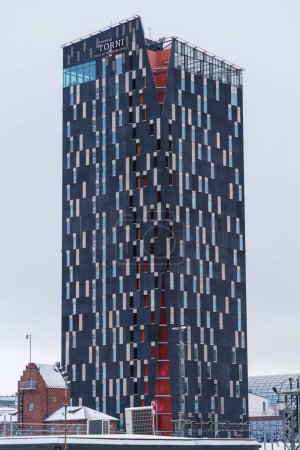 Téléchargez les photos : Sokos Hotel Torni en hiver. Tampere, Finlande. 27 janvier 2024. - en image libre de droit