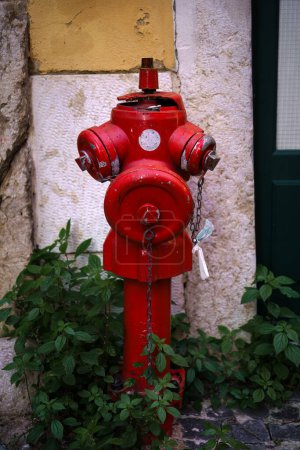 Red fire hydrant close up in Lisboa, Portugal.
