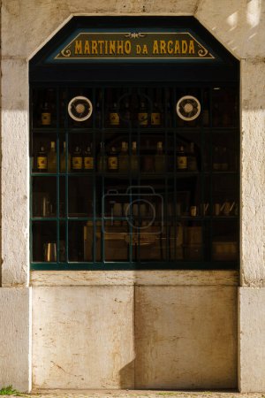 Photo for Window of the Martinho da Arcada, Portuguese restaurant in Lisbon, Portugal. February 1, 2024. - Royalty Free Image