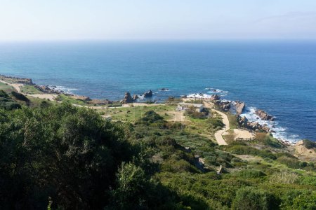 Scenic view of cape spartel coastline near tangier, morocco on a sunny day