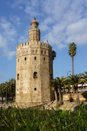 Photo for Seville, Spain. February 7, 2024 - The Torre Del Oro in Seville, Spain, on a sunny day - Royalty Free Image