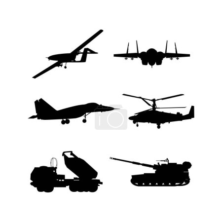 Illustration for Isolated Silhouettes War Transport. Vector Illustration of Army. - Royalty Free Image