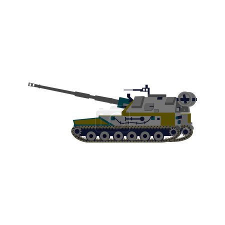 Illustration for War Tank Isolated. Vector Illustration of Army Panzer Transport. - Royalty Free Image