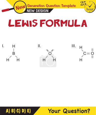 Photo for Chemistry - Lewis formula, Functional groups commonly found in organic chemistry, organic chemical, next generation question template, exam question, eps - Royalty Free Image