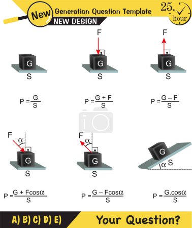 Photo for Pressure in solids, Different solid pressure examples, Physics examples study, pressure example in solids physics science lesson, exam question, eps - Royalty Free Image