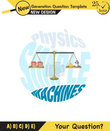 Illustration for Physics, equal arm scales, next generation question template, dumb physics figures, exam question, eps - Royalty Free Image