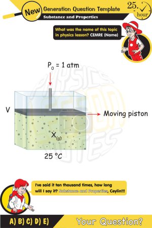 Illustration for Physics, Substance and properties experiment illstration, gas and gas molecules, next generation question template, for teachers, exam question, eps - Royalty Free Image