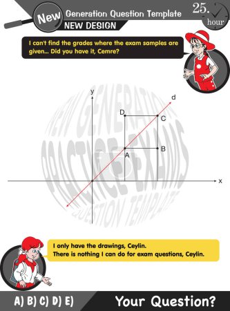Illustration for Math, trigonometry, analytical plane, trigonometry and geometric functions, The next generation test question, editable, eps, for teacher, two sisters speech bubble - Royalty Free Image