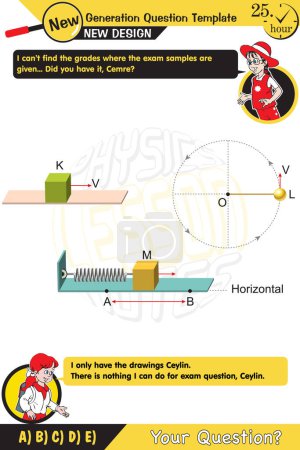 Illustration for Physics, The laws of motion, Newton's laws of motion, Next generation problems, exam question, for teachers, editable, eps, text, boy, girl, two sisters speech bubble, template - Royalty Free Image