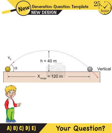 Photo for Physics, vector illustration of a forces and motion, shots, Next generation problems, exam question, for teachers, editable, eps, text, boy, girl, two sisters speech bubble, template - Royalty Free Image