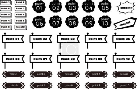 Illustration for Point and check design parts icons for blogs and videos. Simple, monochrome design - Royalty Free Image