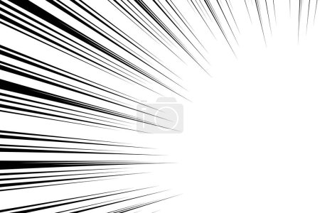 Ilustración de Illustration of black-and-white concentrated lines. Background frame highlighting the right edge. Background material that can be used to guide the eye - Imagen libre de derechos
