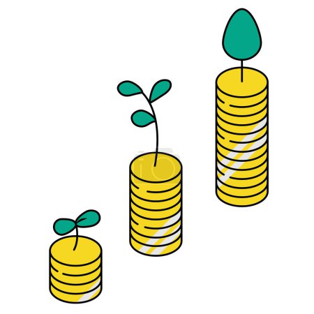 Illustration for Illustration of the process of coins accumulation and asset growth. Asset management image material. - Royalty Free Image