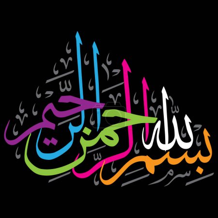 translate:"In the Name of Allah, the Most Beneficent, the Most Merciful"editable separate words vector design