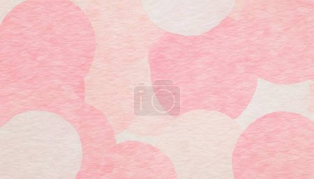 Photo for Background illustration of pink and white circles overlapping on Japanese paper texture. - Royalty Free Image