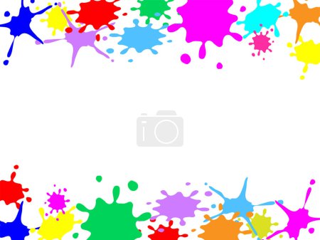Photo for Spattered ink shapes, colorful paint drops top and bottom frame - Royalty Free Image