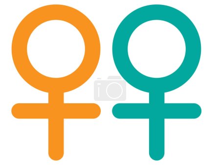 Téléchargez les illustrations : Marque de genre, deux symboles féminins d'affilée, lesbienne, design de couleur - en licence libre de droit