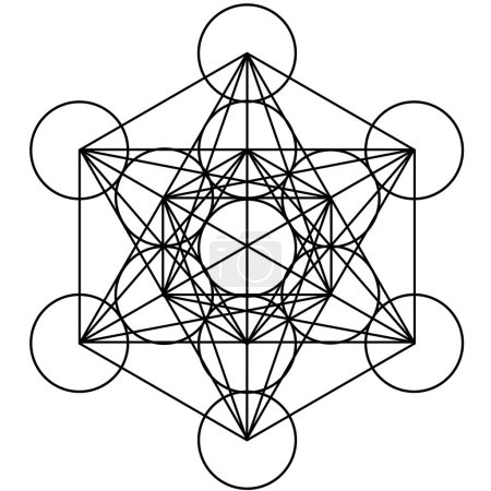 Ilustración de Cubo de Metatrón (símbolos espirituales), antiguos patrones geométricos sagrados - Imagen libre de derechos