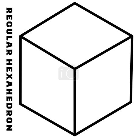 Illustration for Line drawing of a simple regular hexahedron - Royalty Free Image
