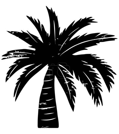 Illustration for Print style illustration of palm tree, silhouette monochrome color - Royalty Free Image