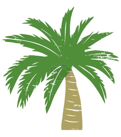 Téléchargez les illustrations : Illustration de style imprimé d'un palmier, simple couleur unie - en licence libre de droit