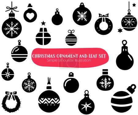 Photo for Christmas ornament and wreath set, simple silhouette illustration - Royalty Free Image