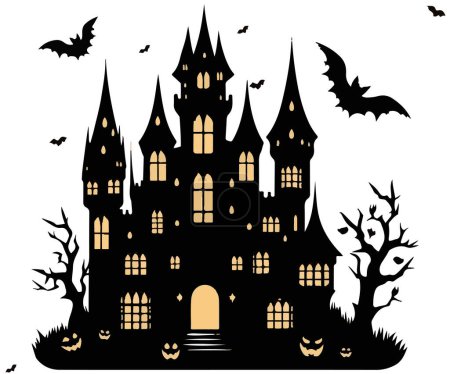 Photo for Halloween spooky mansion silhouette illustration - Royalty Free Image