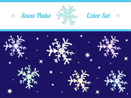 Photo for Set of color variations of snowflakes, watercolor illustration - Royalty Free Image