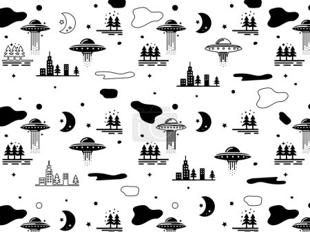 Pattern background for UFO motif illustration