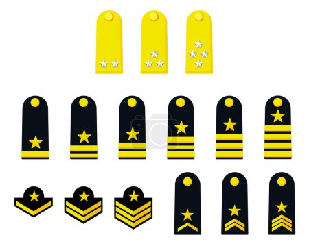 Téléchargez les illustrations : Royal Thai Airforce grades, les marques militaires dans le vecteur moderne de style plat. - en licence libre de droit